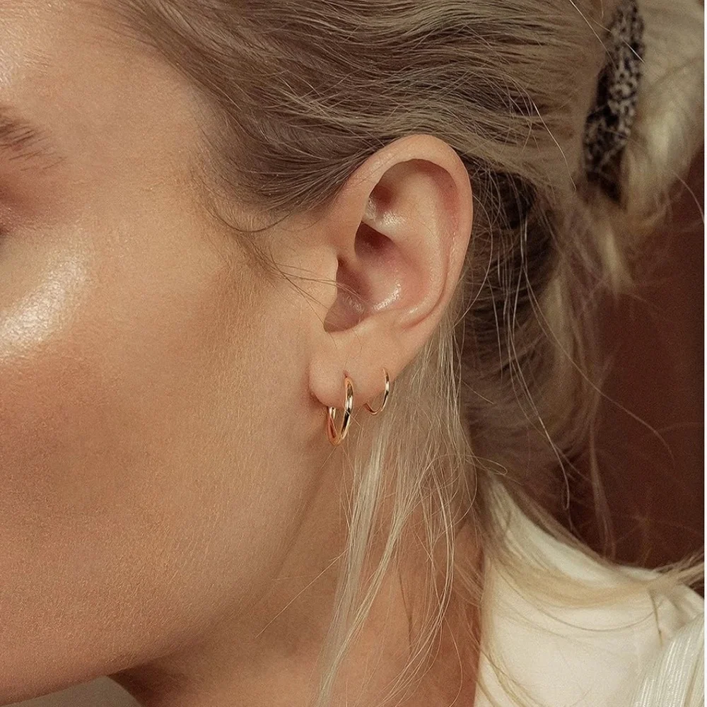 14k Spiral Gold Hoops - Picture 2 of 4